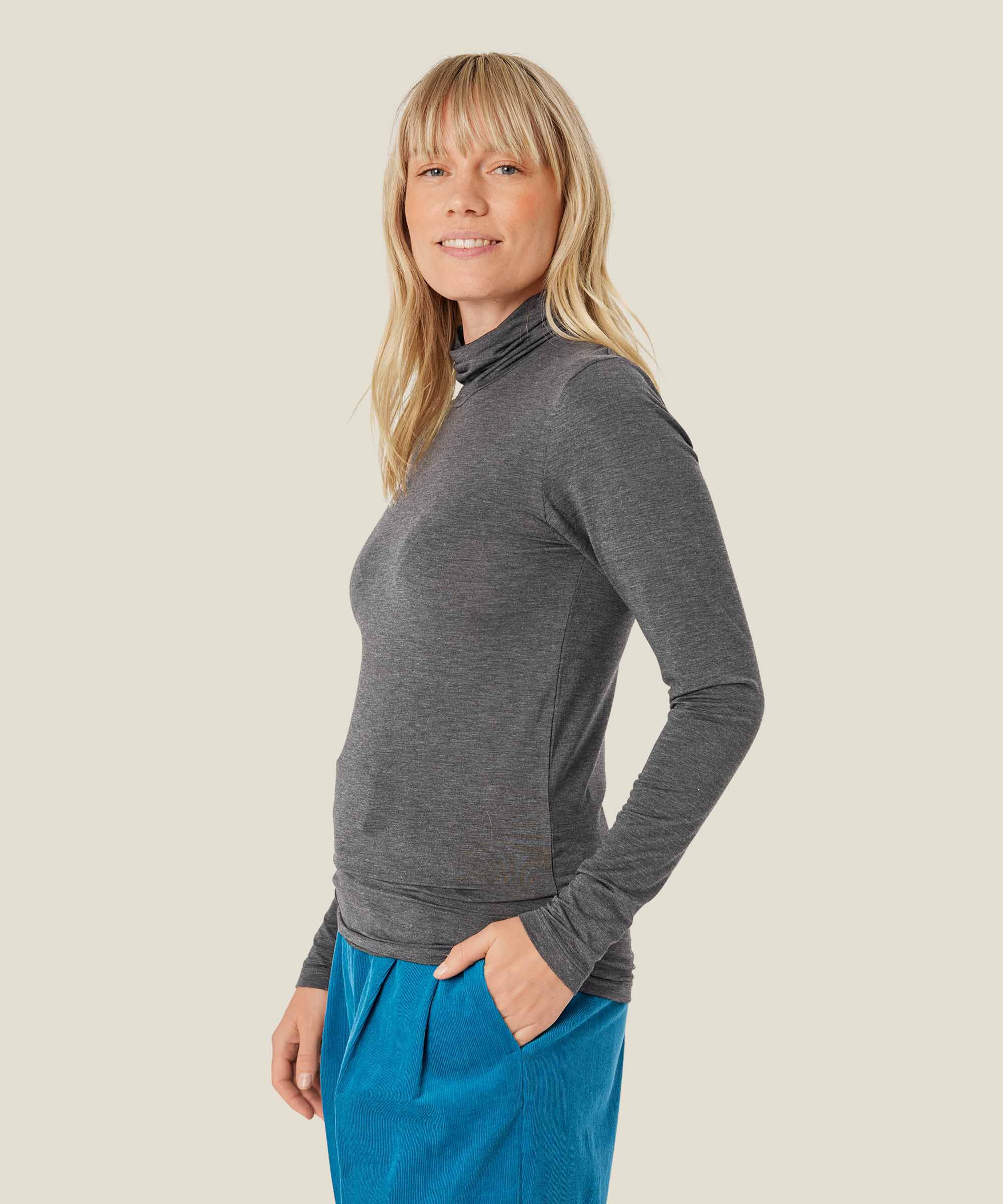 Brooklyn JERSEY Top, D. Grey mel.