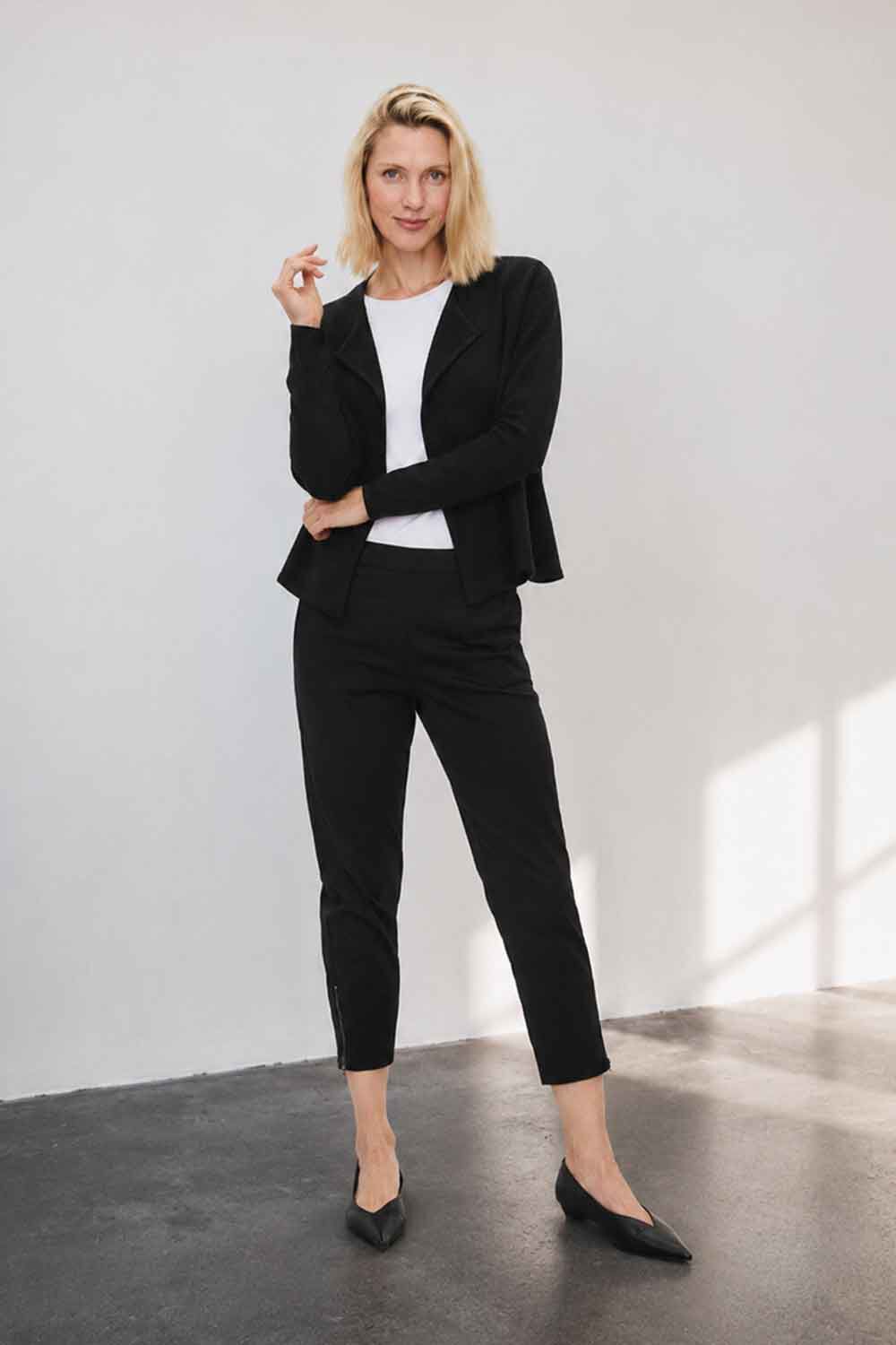 Julitta Jacket - Black, Bellarim JERSEY Top - White, Padme Trousers - Black