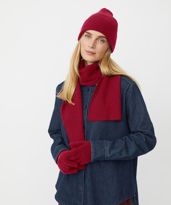 Knitted set with hat, gloves and scarf, Scarlet Sage