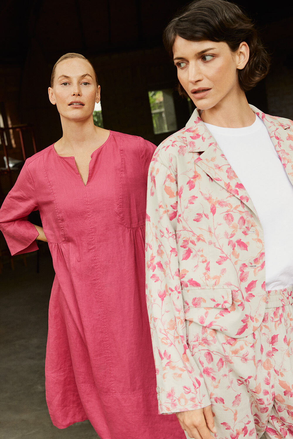 Nasya Dress - Carmine, Jonellia Blazer - Carmine, Brynoi JERSEY Top - White, Peonos Trousers - Carmine