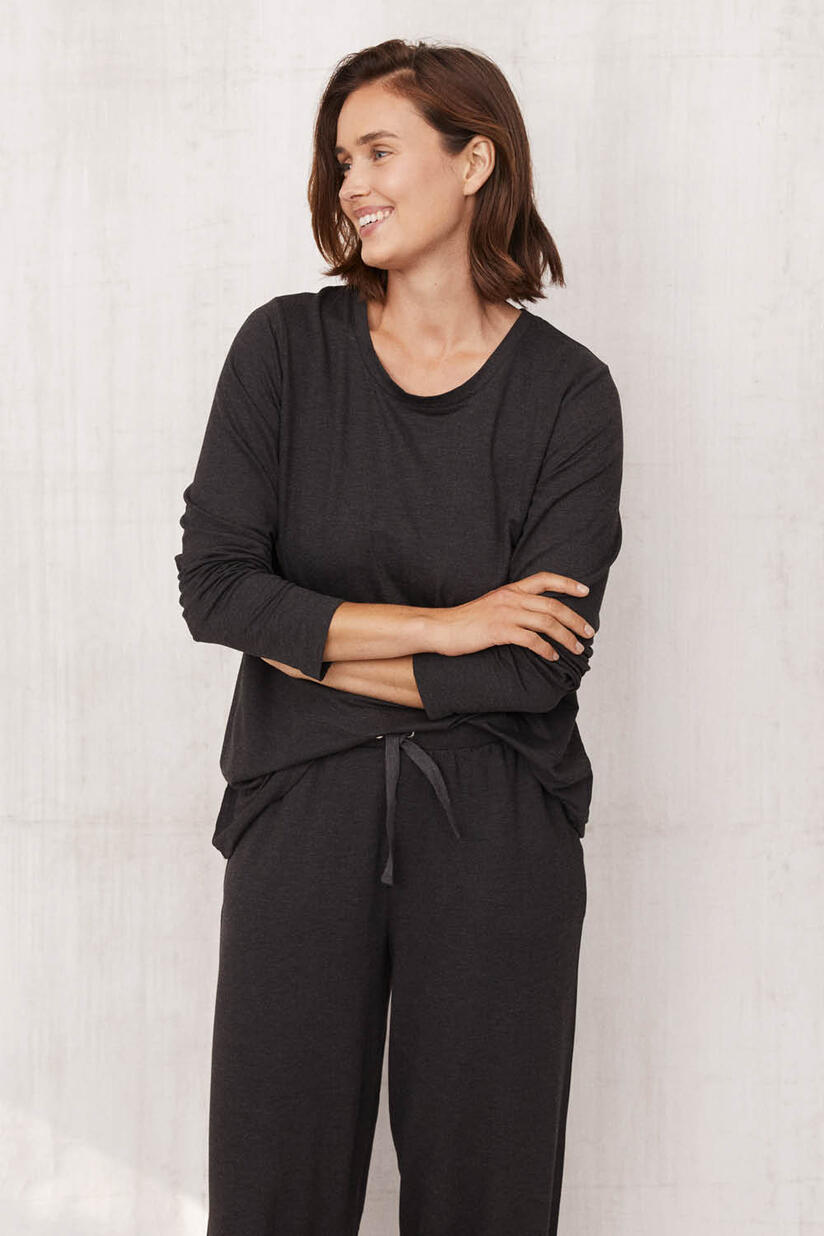 Berta JERSEY Top - D. Grey mel., PERSINI JERSEY TROUSERS - D. Grey mel.