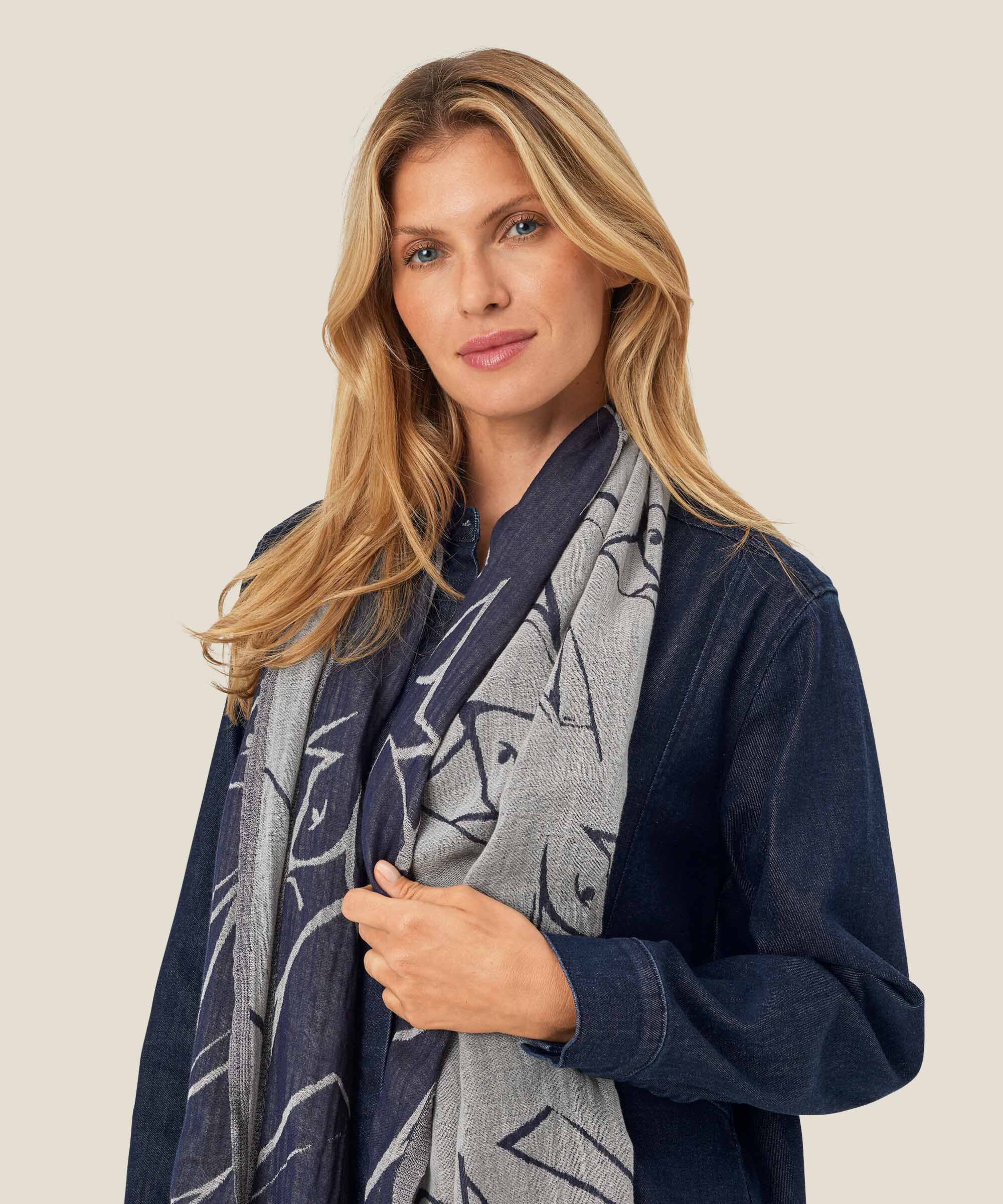 Astali Scarf, Navy Blazer