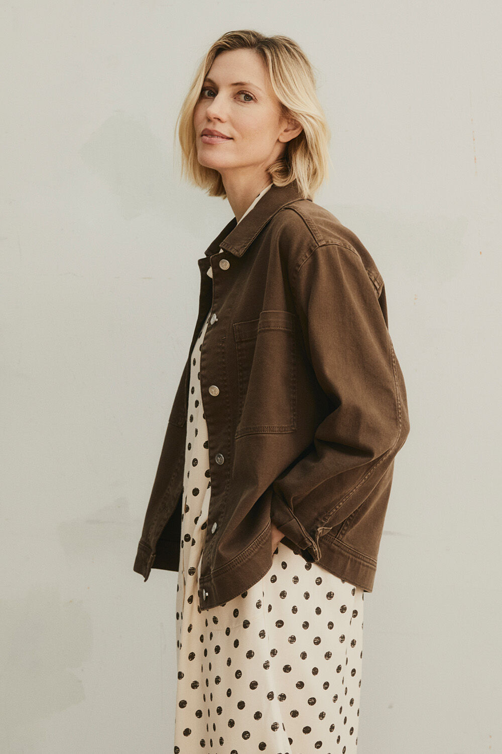 Junessai Denim Jacket - Slate Black, Nimeso Shirt Dress - Fog